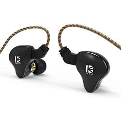 KBEAR KS2 in Ear Earphone,H HIFIHEAR IEM 1BA 1DD Stereo in Ear Headphones, HiFi Over Ear Earbud Headset Noise Cancelling Hybrid Earphone with Removable Cable for Running Walking (No mic, KS2 Black