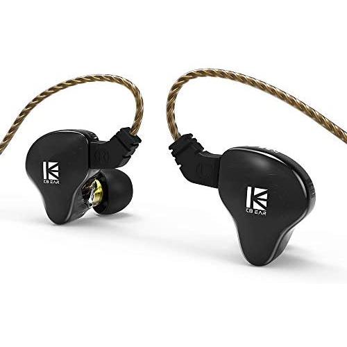 KBEAR KS2 in Ear Earphone,H HIFIHEAR IEM 1BA 1DD Stereo in Ear Headphones, HiFi Over Ear Earbud Headset Noise Cancelling Hybrid Earphone with Removable Cable for Running Walking (No mic, KS2 Black