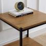 Tall Side End Table by CAFFOZ Furniture Designs |Brooklyn Series | Night Stand | Coffee Table |Storage Shelf | Sturdy | Easy Assembly | Brown Oak Wood Look Accent Furniture with Metal Frame