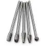 YUFUTOL Carbide Burrs Set - 5pcs diameter Extended Long Double Cut Solid Carbide Rotary Burr File Set 1/4 Inch Shank for Die Grinder Drill, Metal Carving,Polishing,Engraving,Drilling