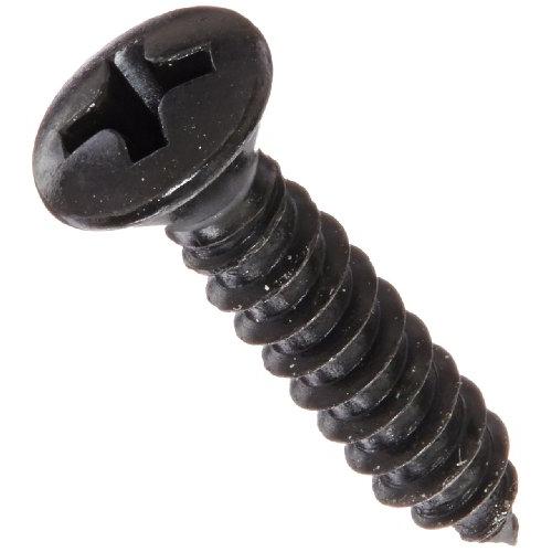 Steel Sheet Metal Screw, Black Oxide Finish, 82 degrees Oval Head, Phillips Drive, Type AB, #8-18 Thread Size, 3/4'' Length (Pack of 100)