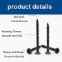 smseace 100 Black Cross Flat Head Tapping Screws Drywall Nail Wood Screw #8 x 1-3/4'', 8 x 2'' (50 Pcs Each) M4-45/50mm-100p