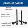 smseace 100 Black Cross Flat Head Tapping Screws Drywall Nail Wood Screw #8 x 1-3/4'', 8 x 2'' (50 Pcs Each) M4-45/50mm-100p