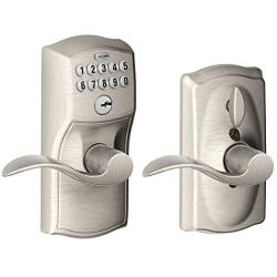 Schlage, Satin Nickel FE595VCAM619ACC Camelot Keypad Entry with Flex-Lock and Accent Levers