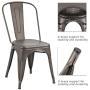 Devoko Metal Indoor-Outdoor Chairs Distressed Style Kitchen Dining Chairs Stackable Side Chairs with Back Set of 4 (Gun)