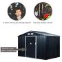Outsunny 9 x 6 Metal Garden Shed Utility Tool Storage, Outdoor House for Backyard and Garden, Dark Grey