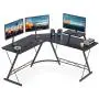 Coleshome L Shaped Desk, 51'' Home Office Corner Desk with Shelf, Gaming Computer Desk with Monitor Stand, PC Table Workstation with Shelf, Black Coleshome L Shaped Desk, 51'' Home Office Corner Desk with Shelf, Gaming Computer Desk with Monitor Stand, PC Table Workstation with Shelf, Black