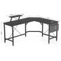 Cubiker Modern L-Shaped Computer Office Desk, Corner Gaming Desk with Monitor Stand, Home Office Study Writing Table Workstation for Small Spaces