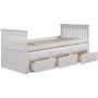 Twin Captain’s Bed Storage daybed with Trundle and Drawers for Kids Guests (White)