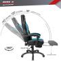 BOSSIN Racing Style Gaming Chair Office Computer Desk Chair with Footrest and Headrest, Ergonomic Design, Large Size High-Back E-Sports Chair, PU Leather Swivel Chair Sillas Gaming (Tiffany Blue)