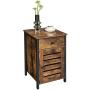 VASAGLE Nightstand, Side Table with Drawer, Shutter Door, End Table with Adjustable Shelf, Metal Frame, Industrial Style, Rustic Brown and Black ULET063B01