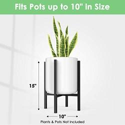 MUDEELA Metal Plant Stand, Mid Century Modern Plant Stand 15 inches in Height, Indoor & Outdoor Potted Plant Holder, Hold Up to 10 Inch Planter, Pot & Plant Not Included, Black