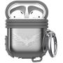 Lauzq Metal Airpods Case,Hard Case Cover Full Protective Skin Cover Shockproof Compatible Airpods 1&2 Charging Case(Not for Wireless Charging),Dual-Layer Silicone & Anti-Lost Keychain