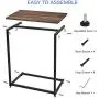 Homemaxs C Table Sofa Side End Table Wood Finish Steel Construction 26-Inch for Small Space