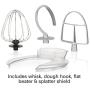 Hamilton Beach Electric Stand Mixer, 4 Quarts, Dough Hook, Flat Beater Attachments, Splash Guard 7 Speeds with Whisk, Red