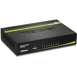 TRENDnet 8-Port Unmanaged Gigabit GREENnet Desktop Metal Switch, Ethernet Splitter, Fanless,16Gbps Switching Capacity, Plug & Play, Lifetime Protection, TEG-S80G,Black