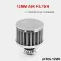 2Pack 12mm Mini Red Universal Car Motor Cone Cold Clean Air Intake Filter Turbo Vent Breather for car and Motorcycle (Silver)