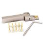 OSCARBIDE 3/8''x1/2'' Indexable Lathe Parting Grooving Holder Heavy Duty Nickel Plated QA06R-20J Right -Hand Cut Off Tool with 10 Pieces GTN-2(QC1402) Carbide Inserts
