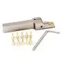 OSCARBIDE 3/8''x1/2'' Indexable Lathe Parting Grooving Holder Heavy Duty Nickel Plated QA06R-20J Right -Hand Cut Off Tool with 10 Pieces GTN-2(QC1402) Carbide Inserts