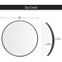 PexFix Wall Round Mirror 30 Modern Brushed Metal Frame Circle Wall-Mounted Decorative Mirror for Bedroom, Vanity Washrooms, Living Room & Entryway (Black)