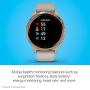 Garmin 010-02173-21 Venu, GPS Smartwatch with Bright Touchscreen Display, Features Music, Body Energy Monitoring, Animated Workouts, Pulse Ox Sensor and More, Rose Gold with Tan Band