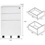 Bonnlo 3 Drawer Metal Mobile File Cabinet with Lock Rolling Steel Office Cabinet with drawers, Fully Assembled Except Casters, White