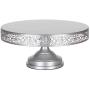 Amalfi Decor Cake Stand, Large Round Metal Pedestal Holder, Silver, 16 Inches