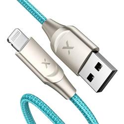 Xcentz iPhone Charger 6ft, Apple MFi Certified Lightning Cable iPhone Charger Cable Metal Connector, Durable Braided Nylon High-Speed Charging Cord for iPhone 11/X/XS Ma/XR/8 Plus/7/6/5, iPad, Blue