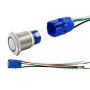 Yakamoz DC12V 19mm 3/4'' Red Ring Led Metal Momentary Push Button Switch Car DIY Switch Silver with Wired Connector Adapter