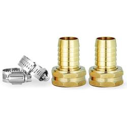 Solid Brass Garden Hose Repair Kit,Hose Connector,2 PCs Female Hose End/Mender,Fits All 3/4-Inch Garden Hose