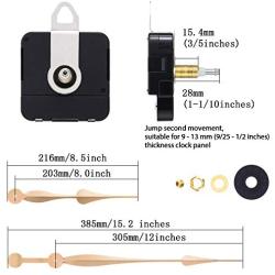 Hicarer High Torque Long Shaft Clock Movement Mechanism with 12 Inch Long Spade Hands (Gold)