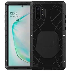 Feitenn Galaxy Note 10 Plus Case Metal, Note 10 Plus 5G Case Heavy Duty, Gorilla Glass Cover Armor Aluminum Bumper Military Shockproof Defender for Samsung Galaxy Note 10 Plus/Note 10+ 5G - Black