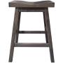 24 Inch Island Bar Stool –Backless Scooped Saddle Seat – Solid Brown Maple Wood Pub Stool with Footrest – Kitchen Island Counter Chair (Gray)