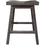 24 Inch Island Bar Stool –Backless Scooped Saddle Seat – Solid Brown Maple Wood Pub Stool with Footrest – Kitchen Island Counter Chair (Gray)