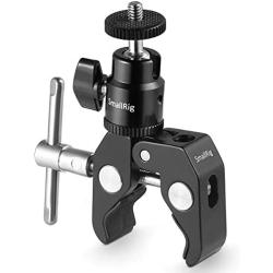 SMALLRIG Super Clamp Mount with Mini Ball Head Mount Hot Shoe Adapter with 1/4 Screw for LCD Field Monitor, LED Lights, Flash, Microphone, Gopro, Action Cam - 1124