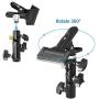 LimoStudio Heavy Duty Metal Clamp Clip Holder Light Stand Mount Bracket with Umbrella Reflector Holder, Female Screw Adapter Thread Brass and 5/8'' Light Stand Attachment for Reflector, AGG1809