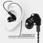 RevoNext QT2S in Ear Monitor Headphones, Triple Driver 2DD+1BA Balanced Armature with Dynamic Metal Shell Noise-Isolating Deep Bass Wired Earbuds with Detachable Cables(Black no mic)