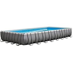 Intex 32ft X 16ft X 52in Ultra Frame Rectangular Pool Set with Sand Filter Pump, Ladder, Ground Cloth and Pool Cover