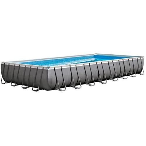 Intex 32ft X 16ft X 52in Ultra Frame Rectangular Pool Set with Sand Filter Pump, Ladder, Ground Cloth and Pool Cover