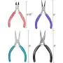 Anezus 4Pcs Jewelry Pliers Tool Set Includes Needle Nose Pliers, Round Nose Pliers, Wire Cutters and Bent Nose Pliers for Jewelry Beading Repair Making Supplies