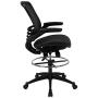 Flash Furniture Mid-Back Transparent Black Mesh Drafting Chair with Black Frame and Flip-Up Arms