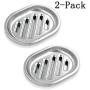Stainless Steel Soap Dish Durable for Many Years, Brushed Metal Soap Holder with Draining Tray for Bathroom Shower, Bathtub, Kitchen Sink (2-pack)