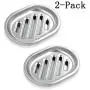 Stainless Steel Soap Dish Durable for Many Years, Brushed Metal Soap Holder with Draining Tray for Bathroom Shower, Bathtub, Kitchen Sink (2-pack)