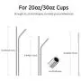 Stainless Steel Straws, U-Taste Metal Drinking Straws Reusable Extra Long with Storage Bag for 20oz 30oz Tumbler Cups Mugs Set of 8 (4 Bent + 4 Straight + 2 Cleaning Brush, Silver)