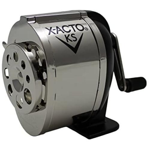 X-ACTO Ranger 1031 Wall Mount Manual Pencil Sharpener,Silver/Black