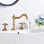 GGStudy 8 inch 2 Handles 3 Holes Widespread Bathroom Sink Faucet Antique Brass Bathroom Vanity Faucet Basin Mixer Tap Faucet Washingroom Faucet Matching Metal Pop Up Drain with Overflow