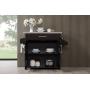 Hodedah Kitchen Island with Spice Rack, Towel Rack & Drawer, Chocolate with Grey Top