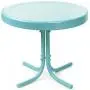 Crosley Furniture Gracie 3-Piece Retro Metal Outdoor Conversation Set with Side Table and 2 Chairs - Caribbean Blue
