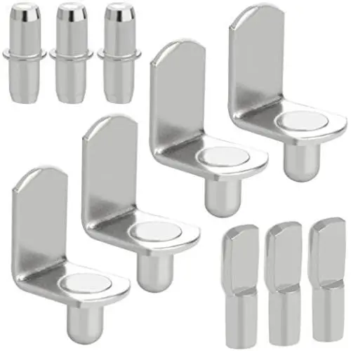 60pcs Shelf Bracket Pegs, Wobe Stainless Steel Shelf Pins Support Nickel Plated Shelf Peg Pin Supports for Cabinet Furniture Closet Shelf Bracket Wardrobe Office Accessories Display Stand