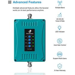 5-Band Cell Phone Signal Booster for All Carriers Verizon AT&T 3G 4G LTE Home Office Use - Multiple Band Cellular Repeater Kit Boost Voice and Data Up to 4,500Sq Ft